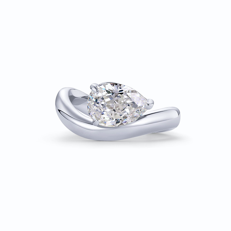 Teardrop CZ Solitaire Ring