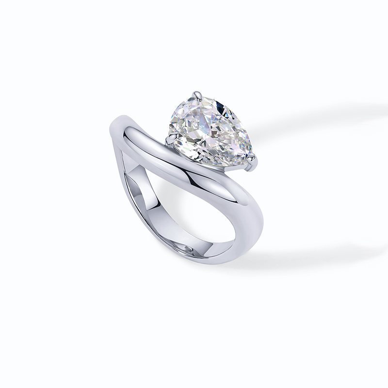 Teardrop CZ Solitaire Ring