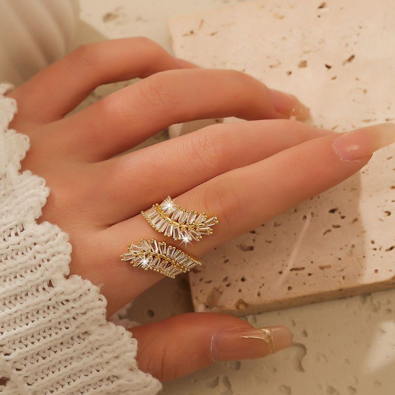 Luxury Olive Branch Pavé Diamond Open Ring