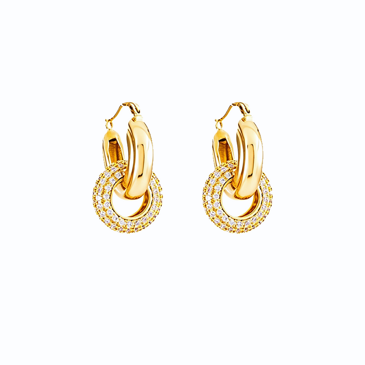 Interlocking CZ Double Hoop Earrings