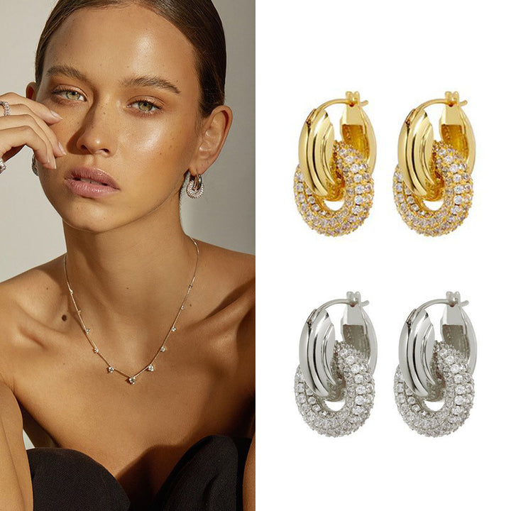 Interlocking CZ Double Hoop Earrings