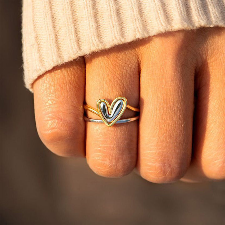 Irregular Heart Two-Piece Ring Set