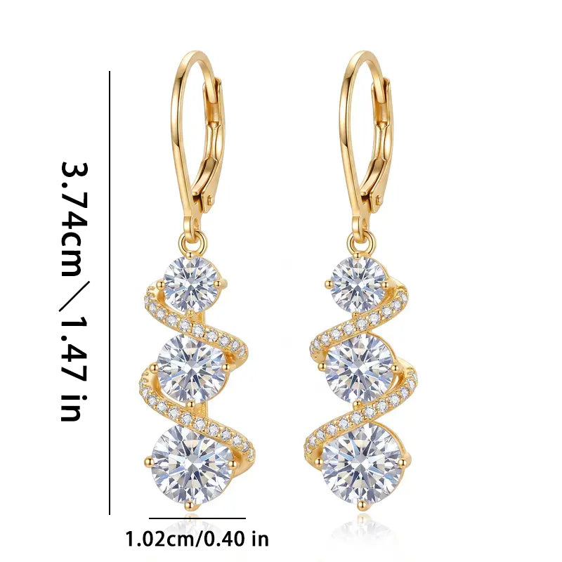 Round Zirconia Drop Earrings