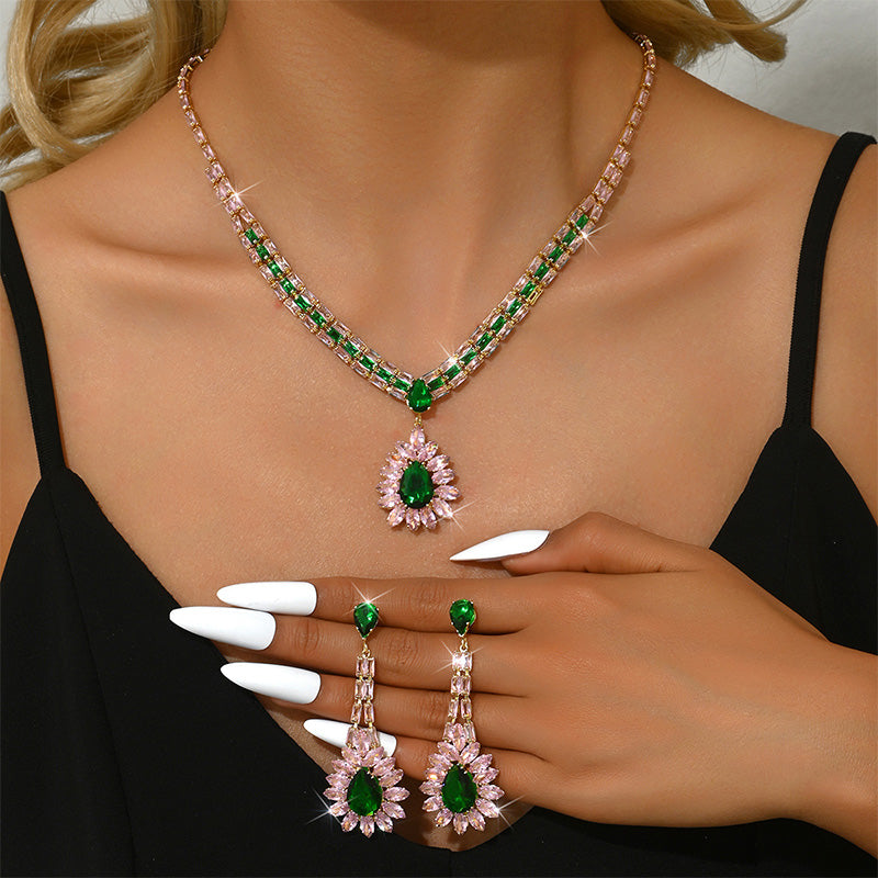 Zircon necklace and earring set