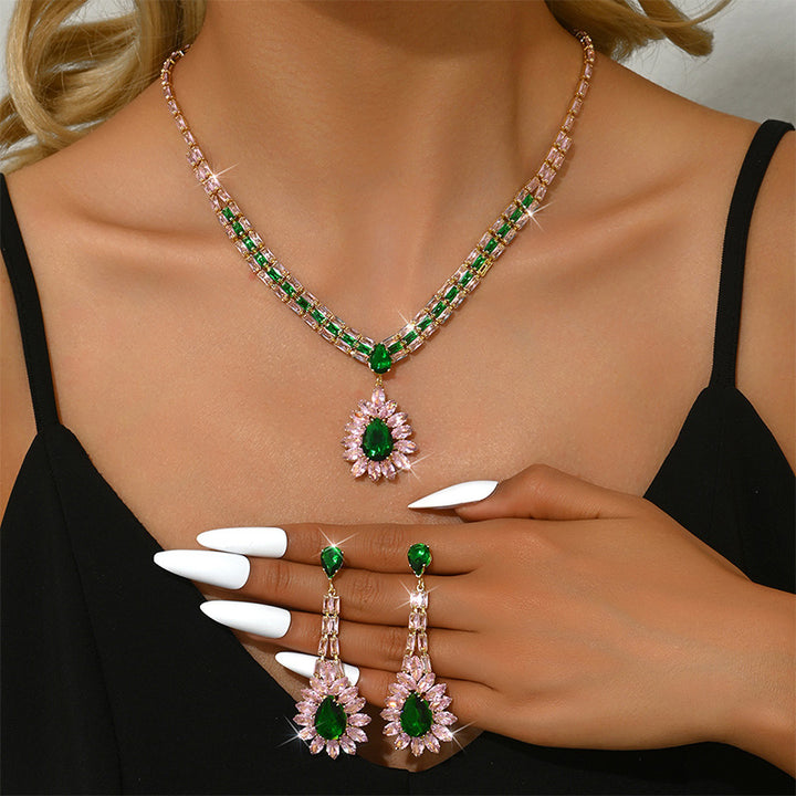 Zircon necklace and earring set