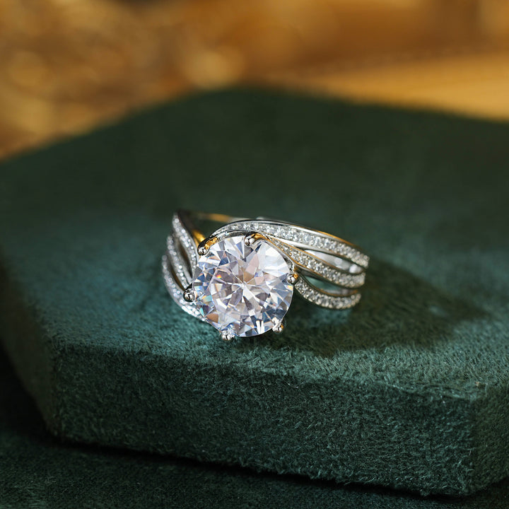 Twist Pave Open Solitaire Ring
