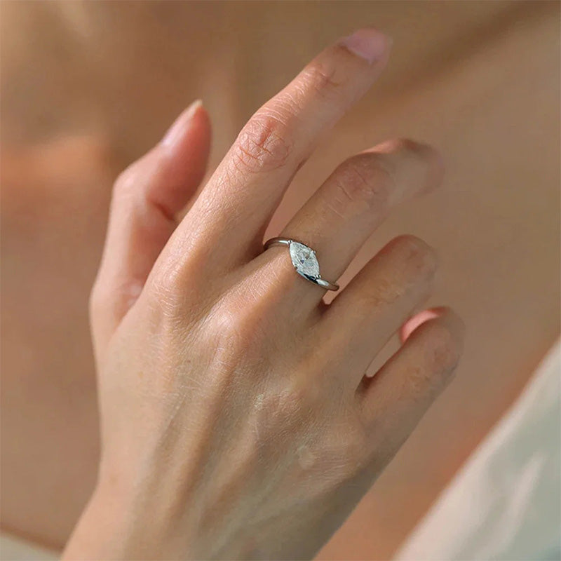 Marquise-cut twisted ring