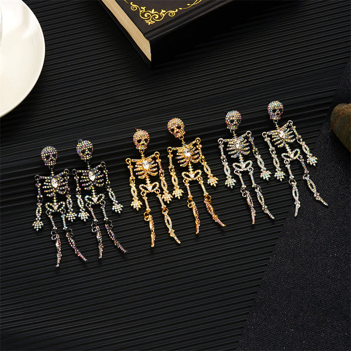 Pavé Zirconia Skull Earrings