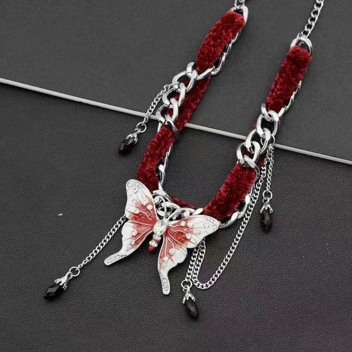 Velvet Bow Tassel Necklace