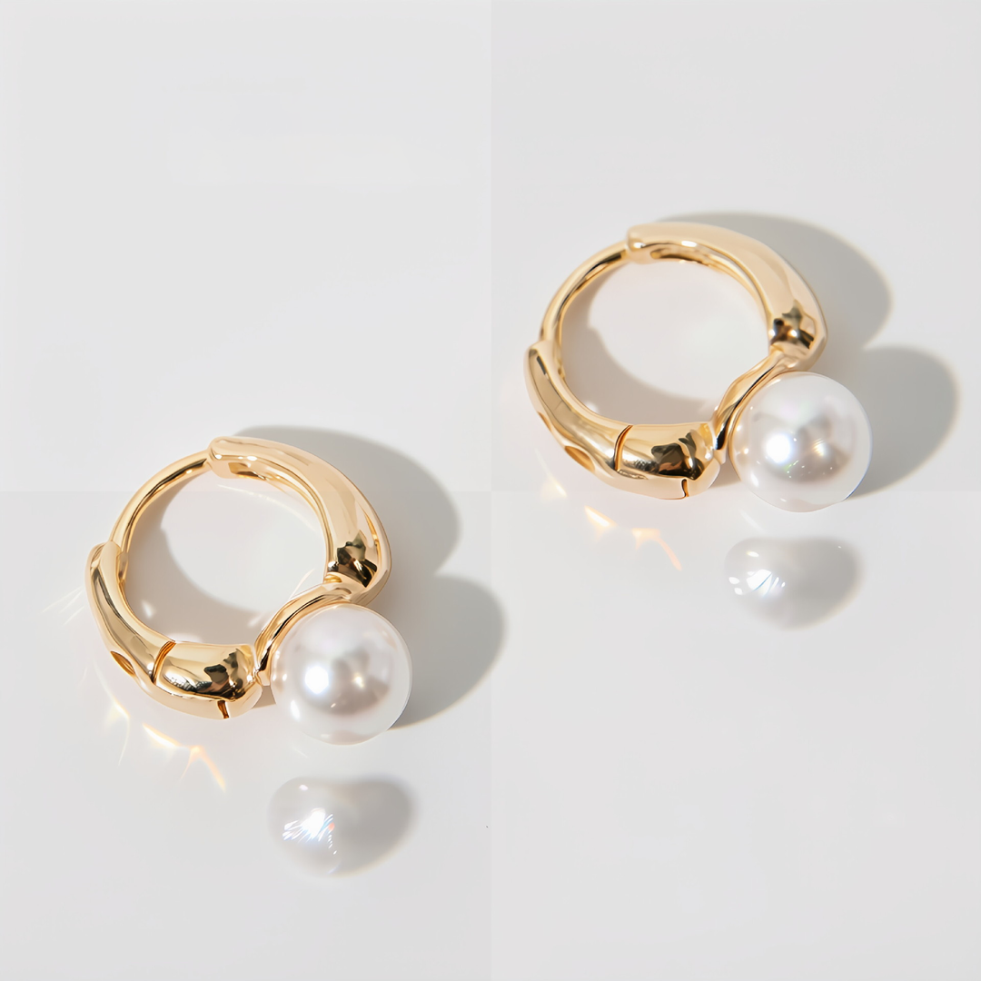 Dainty Pearl Drop Huggie Hoop Earrings