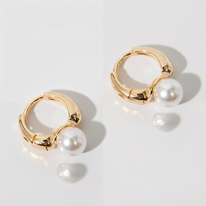 Dainty Pearl Drop Huggie Hoop Earrings
