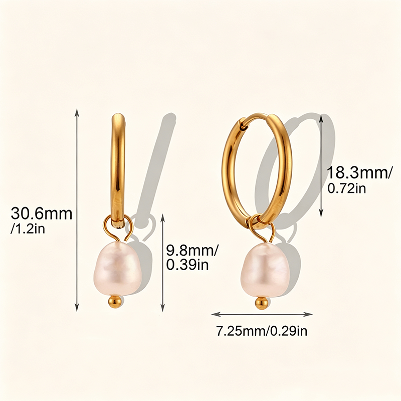 Gold Freshwater Pearl Hoop Earrings