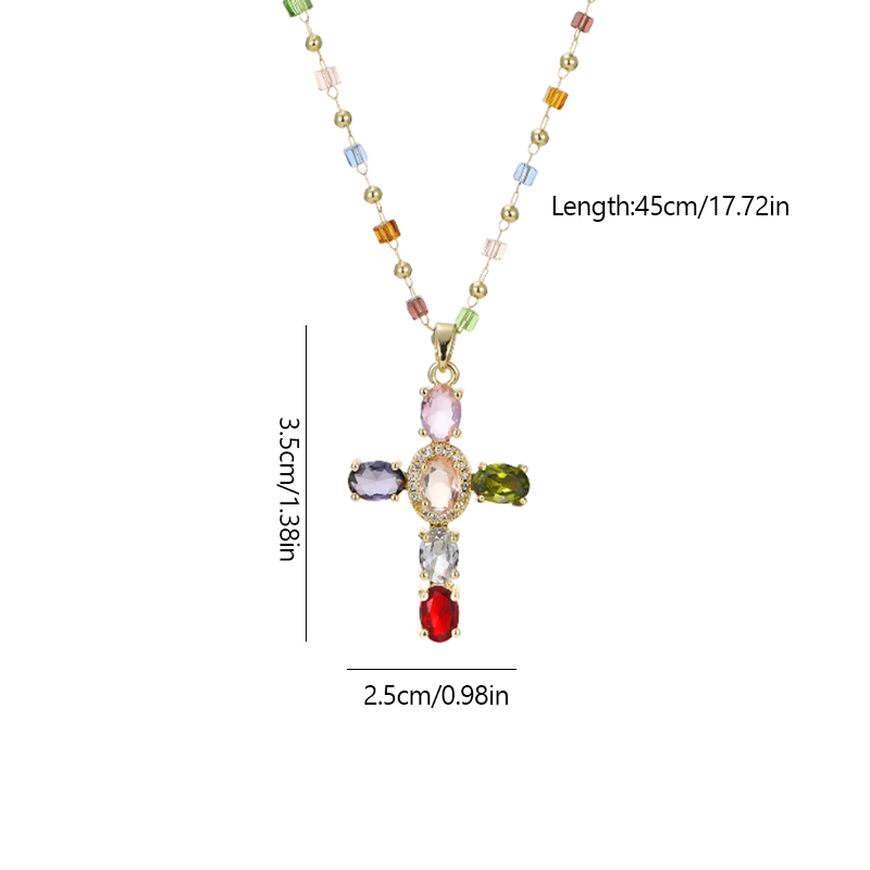 Colorful Cross Pendant Necklace