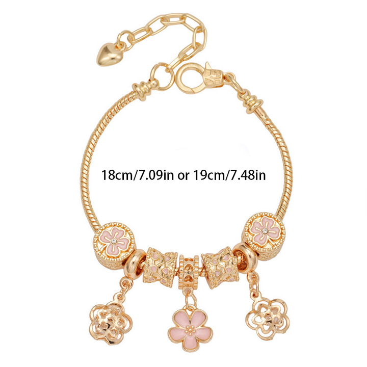 Enamel Floral Large Hole Bead Bracelet
