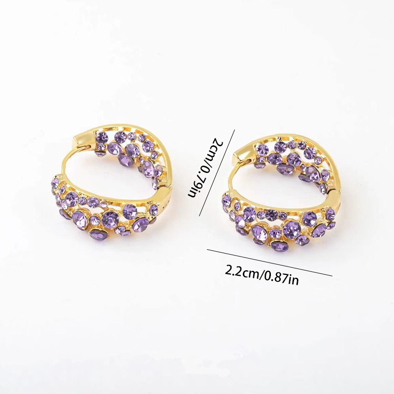 Purple Zircon Hoop Earrings