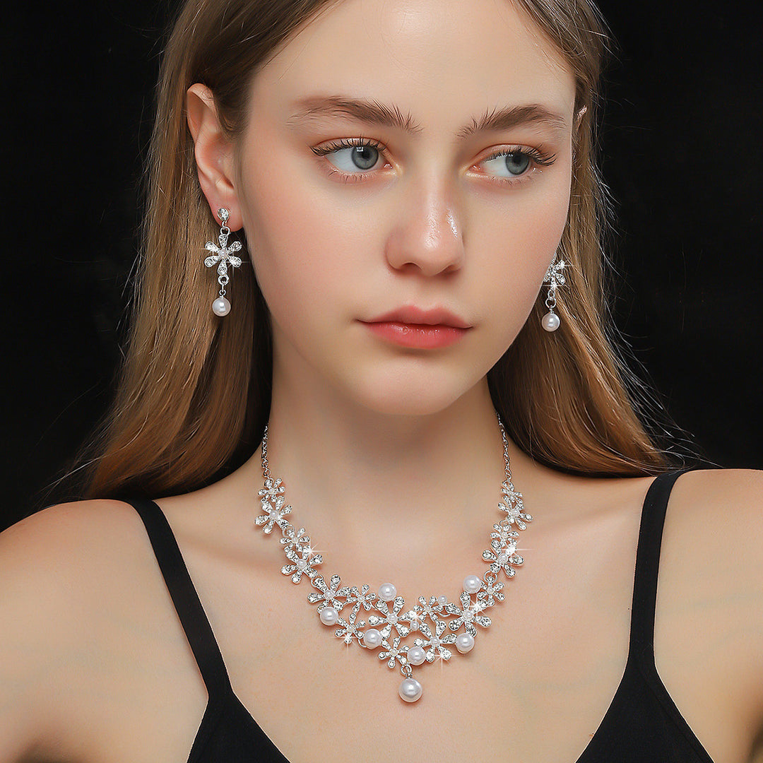 Sparkle Floral Pearl Jewelry Set