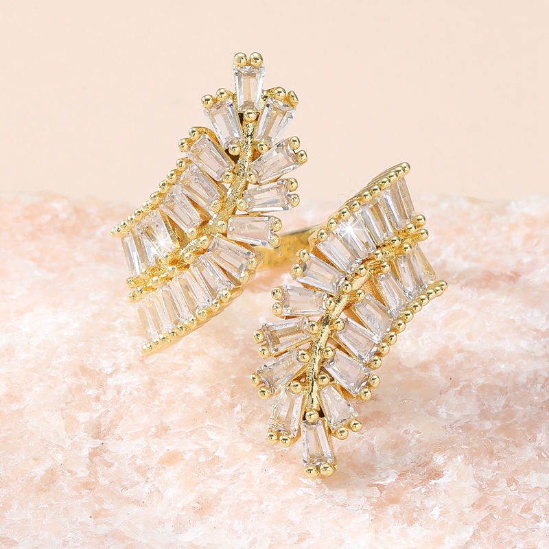 Luxury Olive Branch Pavé Diamond Open Ring