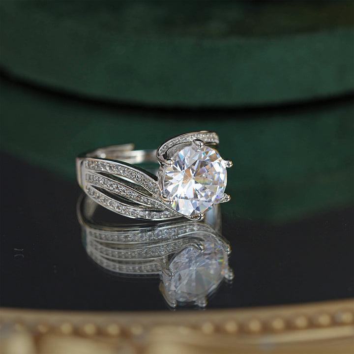 Twist Pave Open Solitaire Ring