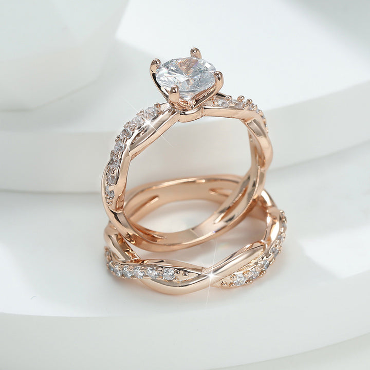 Zircon Four-Prong Twist Ring Set