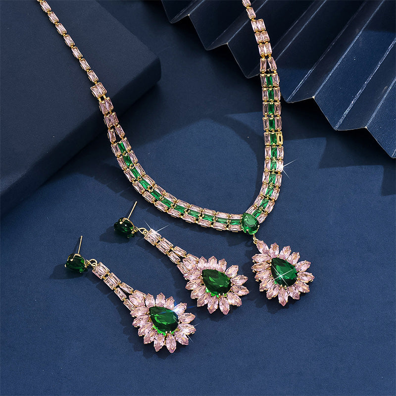 Zircon necklace and earring set