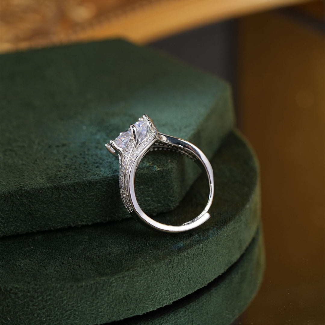Twist Pave Open Solitaire Ring