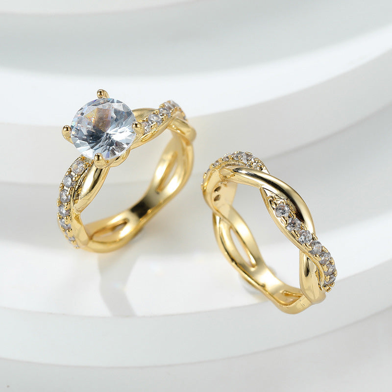 Zircon Four-Prong Twist Ring Set