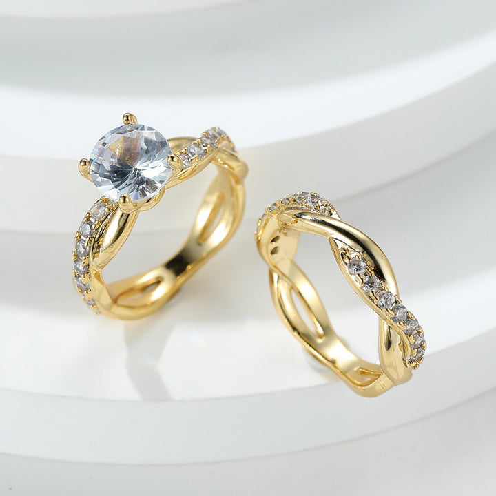 Zircon Four-Prong Twist Ring Set