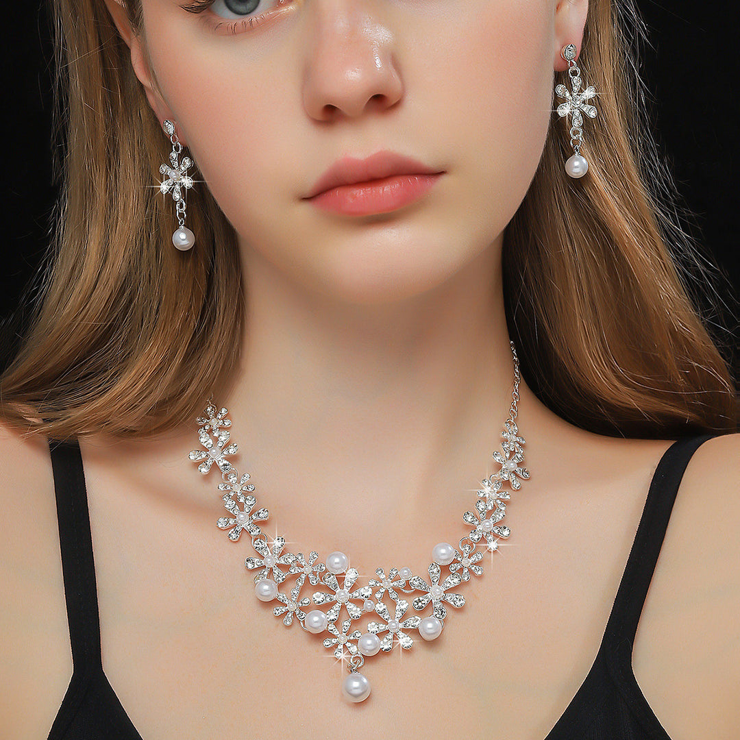 Sparkle Floral Pearl Jewelry Set