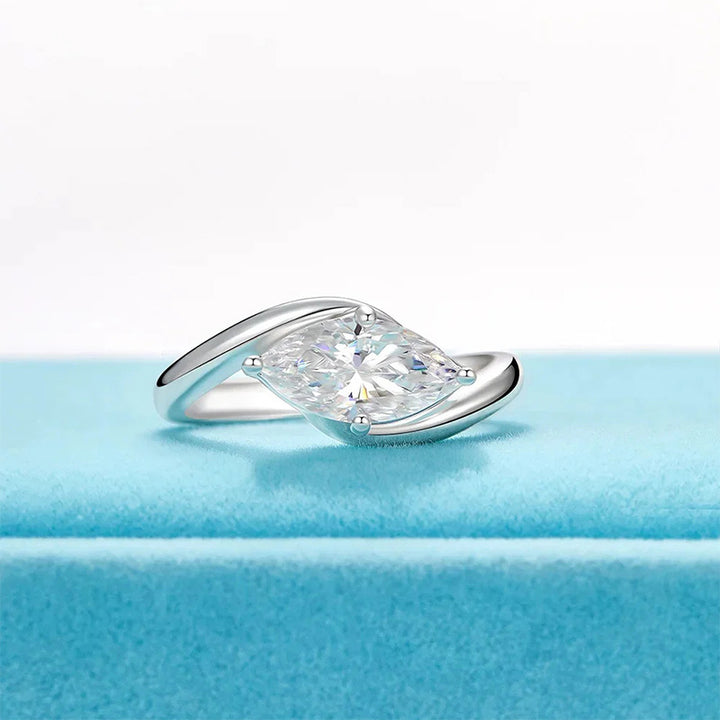 Marquise-cut twisted ring
