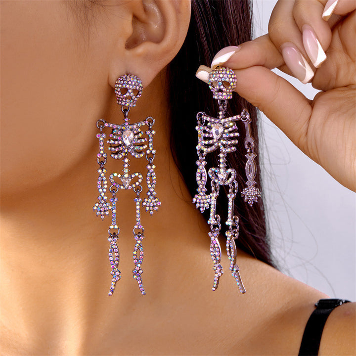Pavé Zirconia Skull Earrings