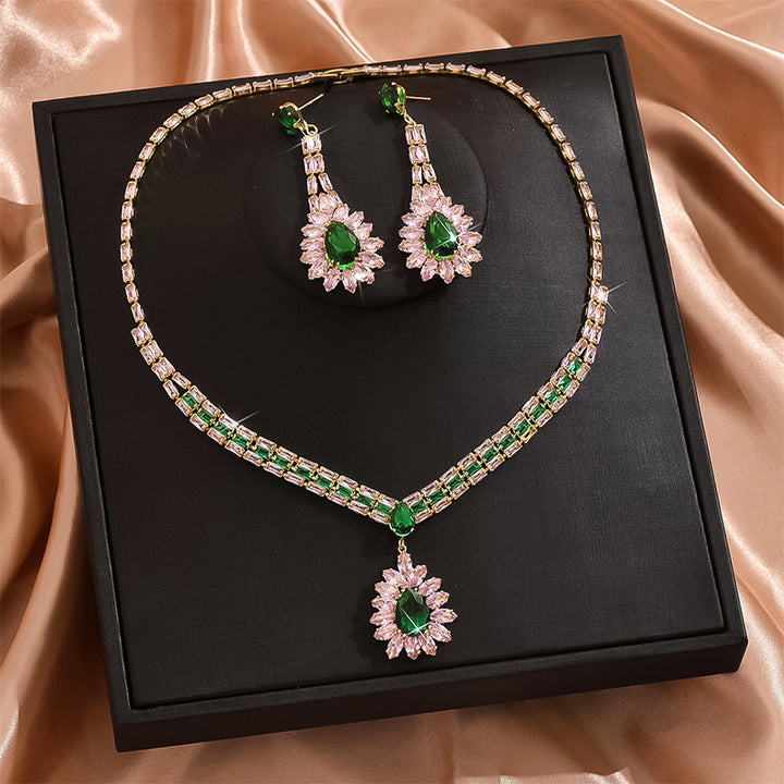 Zircon necklace and earring set