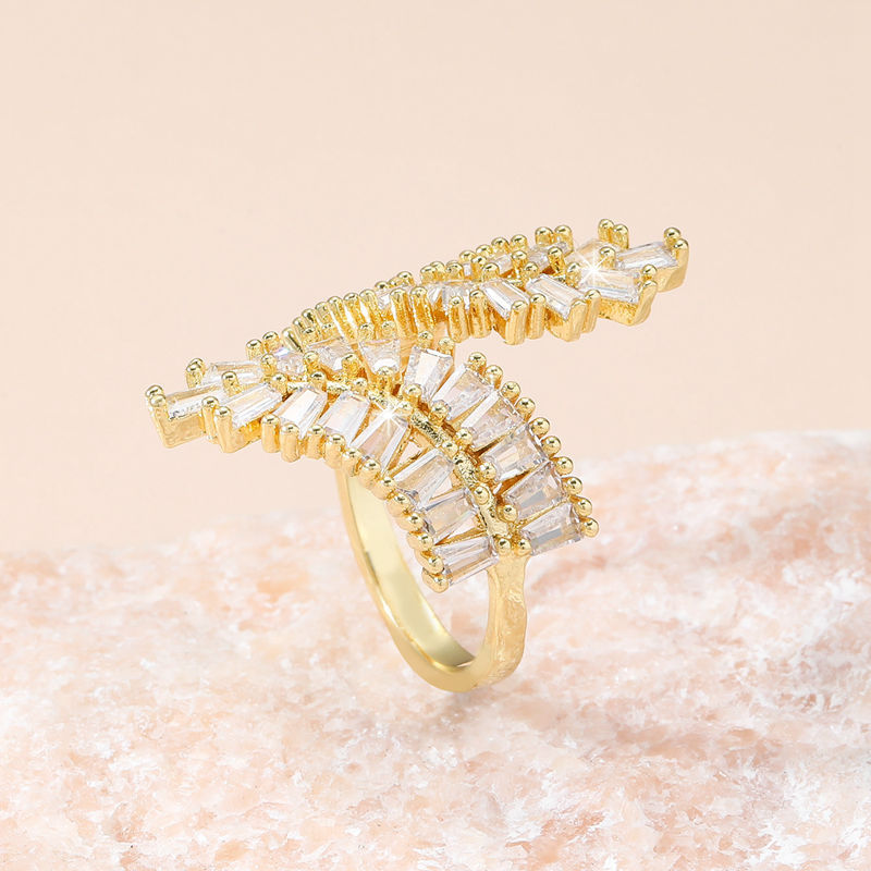 Luxury Olive Branch Pavé Diamond Open Ring