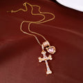 Sweet and cool pink diamond cross necklace