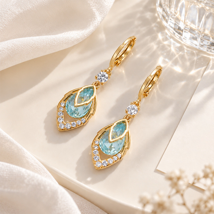 Water drop leaf earrings