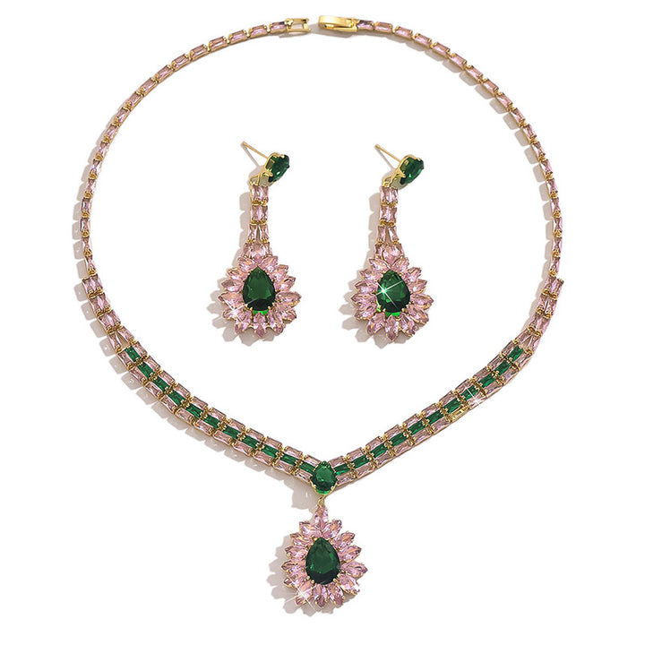 Zircon necklace and earring set
