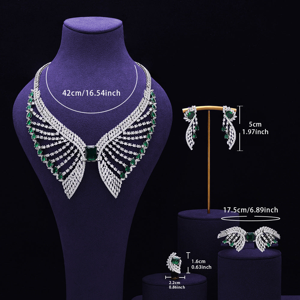 Wing Shape Paved Zircon Jewelry Set