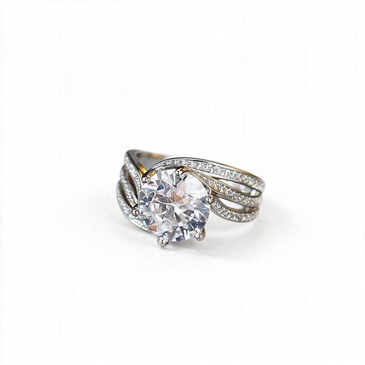 Twist Pave Open Solitaire Ring