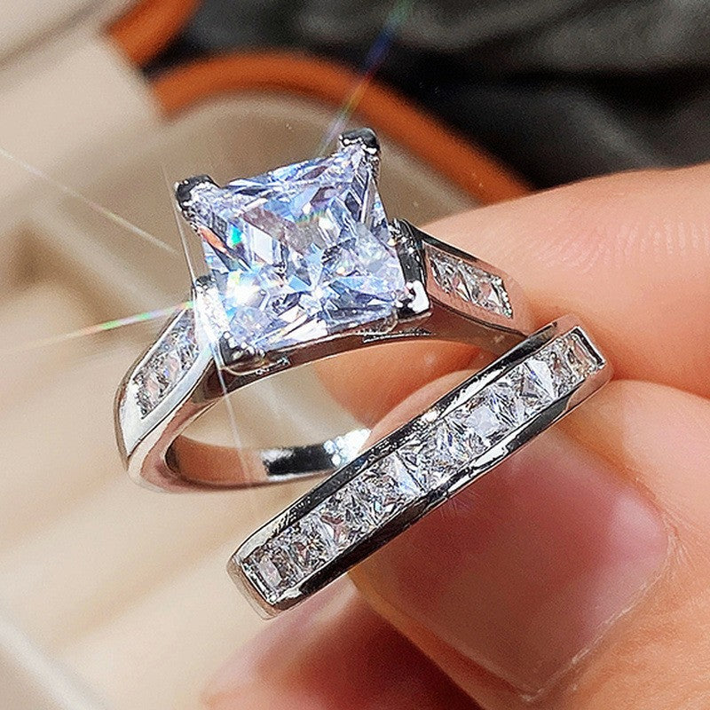 Square Zircon Ring Stack Set