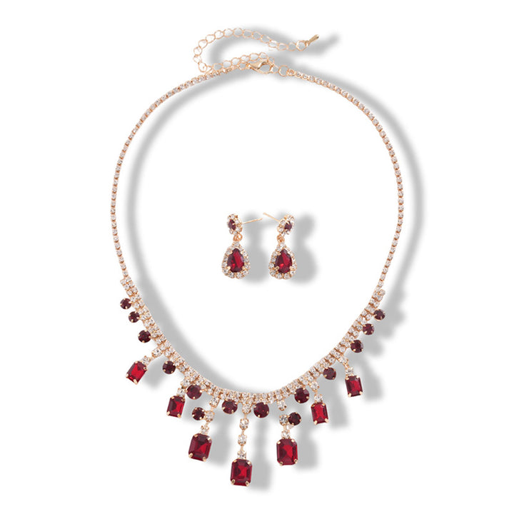 Oval Geometric Tassel Necklace Set