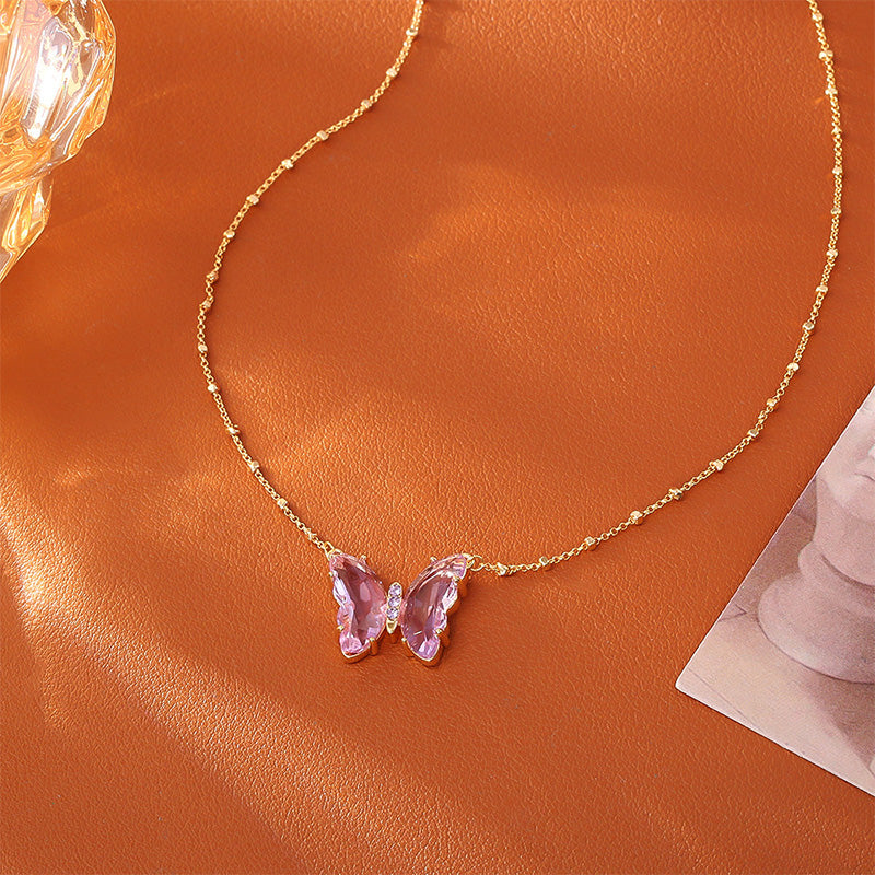 Purple Butterfly Necklace and Earrings