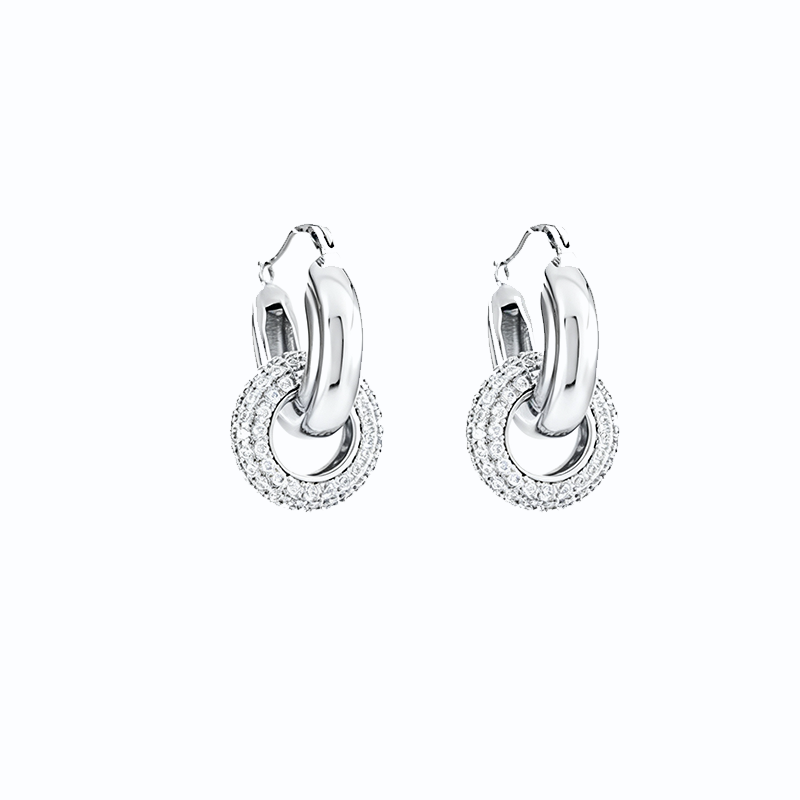 Interlocking CZ Double Hoop Earrings
