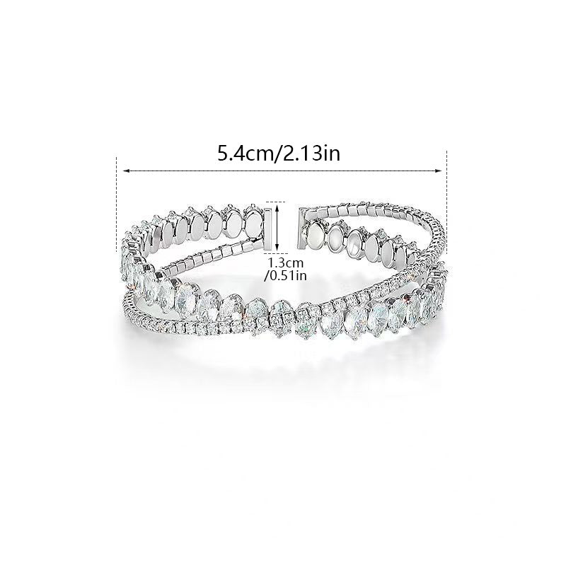 Multi Row Zircon Open Bangle