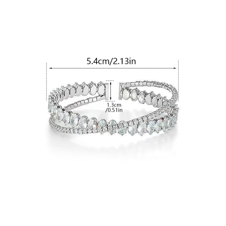 Multi Row Zircon Open Bangle