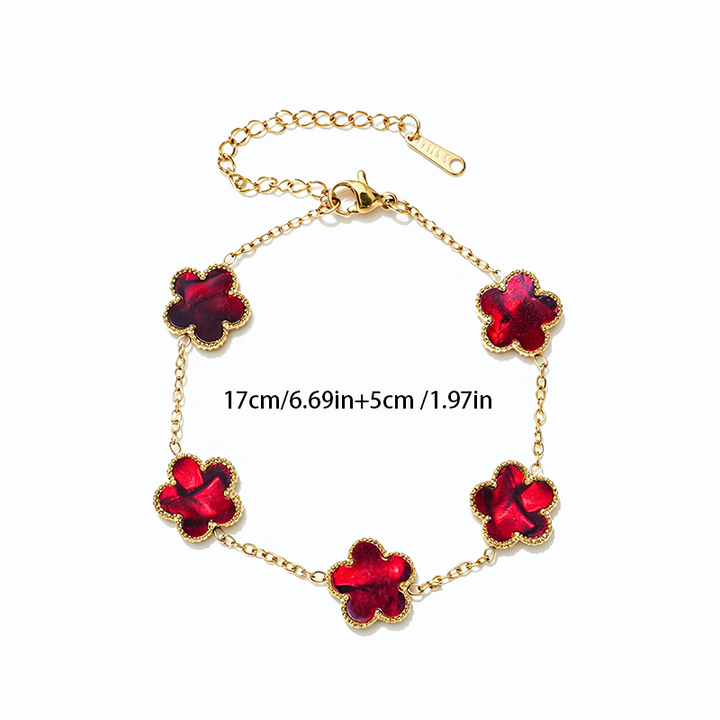 Titanium Steel Five Leaf Clover Bracelet