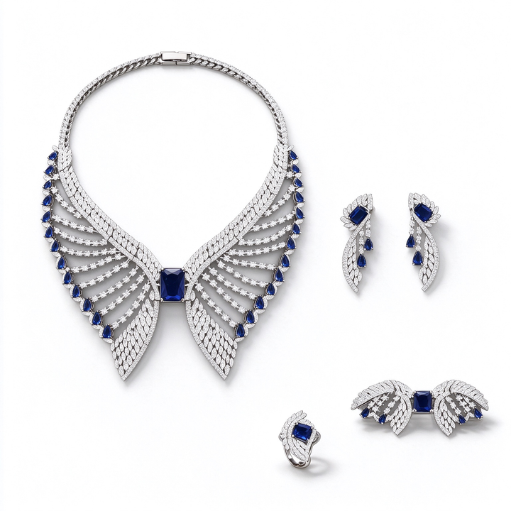 Wing Shape Paved Zircon Jewelry Set