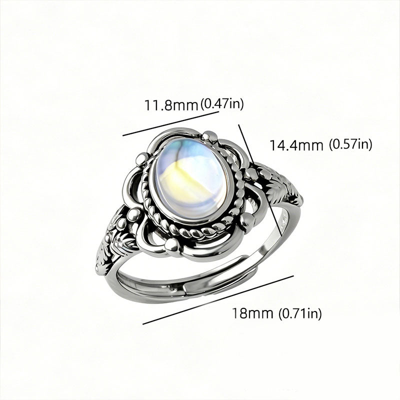 Vintage-style carved moonstone ring