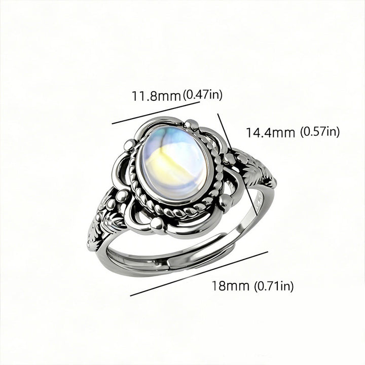Vintage-style carved moonstone ring