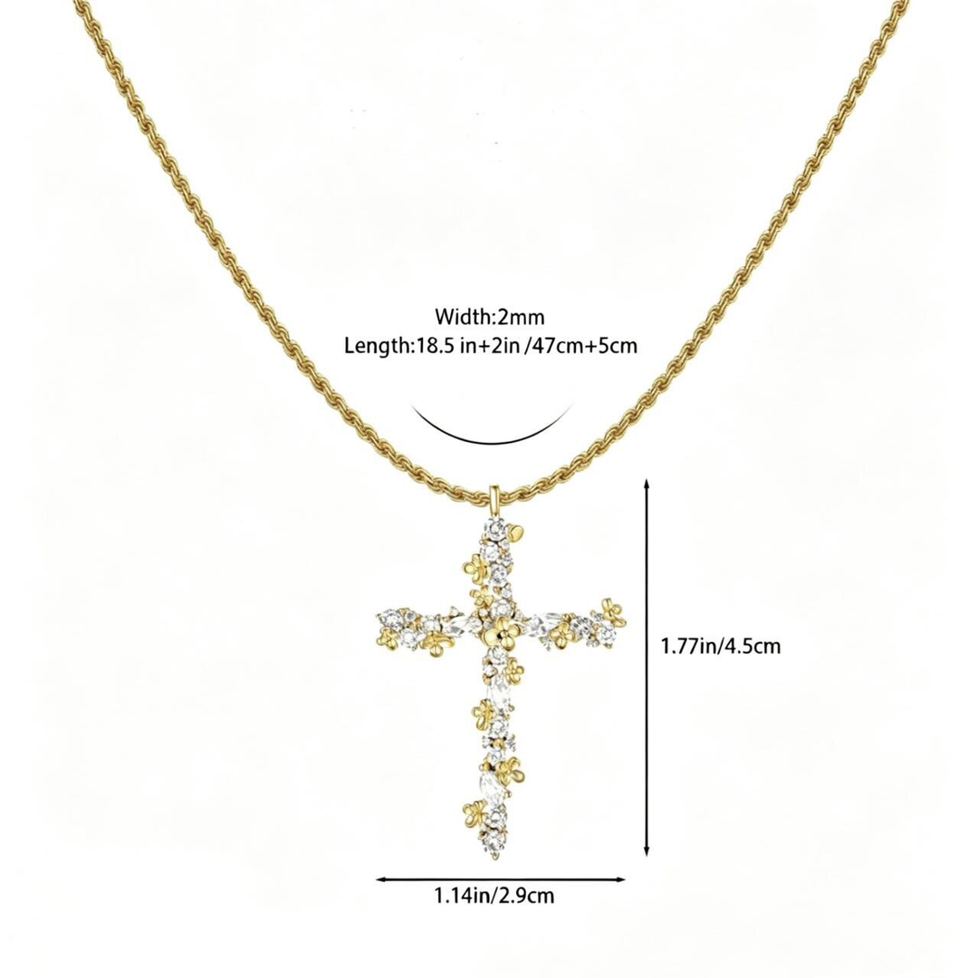 Vintage Floral Cross Necklace