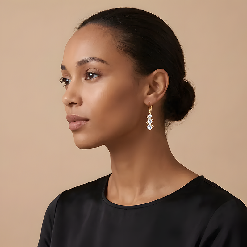 Round Zirconia Drop Earrings