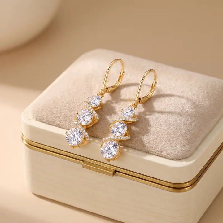 Round Zirconia Drop Earrings